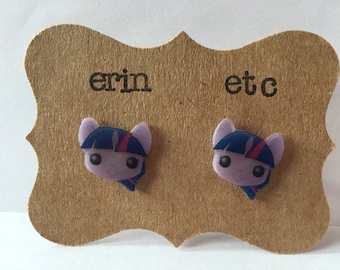 Handmade Plastic Fandom Earrings - My Little Pony - Twilight Sparkle