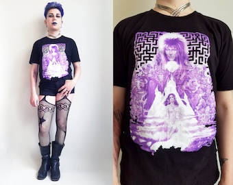 Labyrinth Tshirt Jareth Tshirt David Bowie Tshirt Purple Black Tshirt Goth Tshirt Grunge Tshirt Size Large