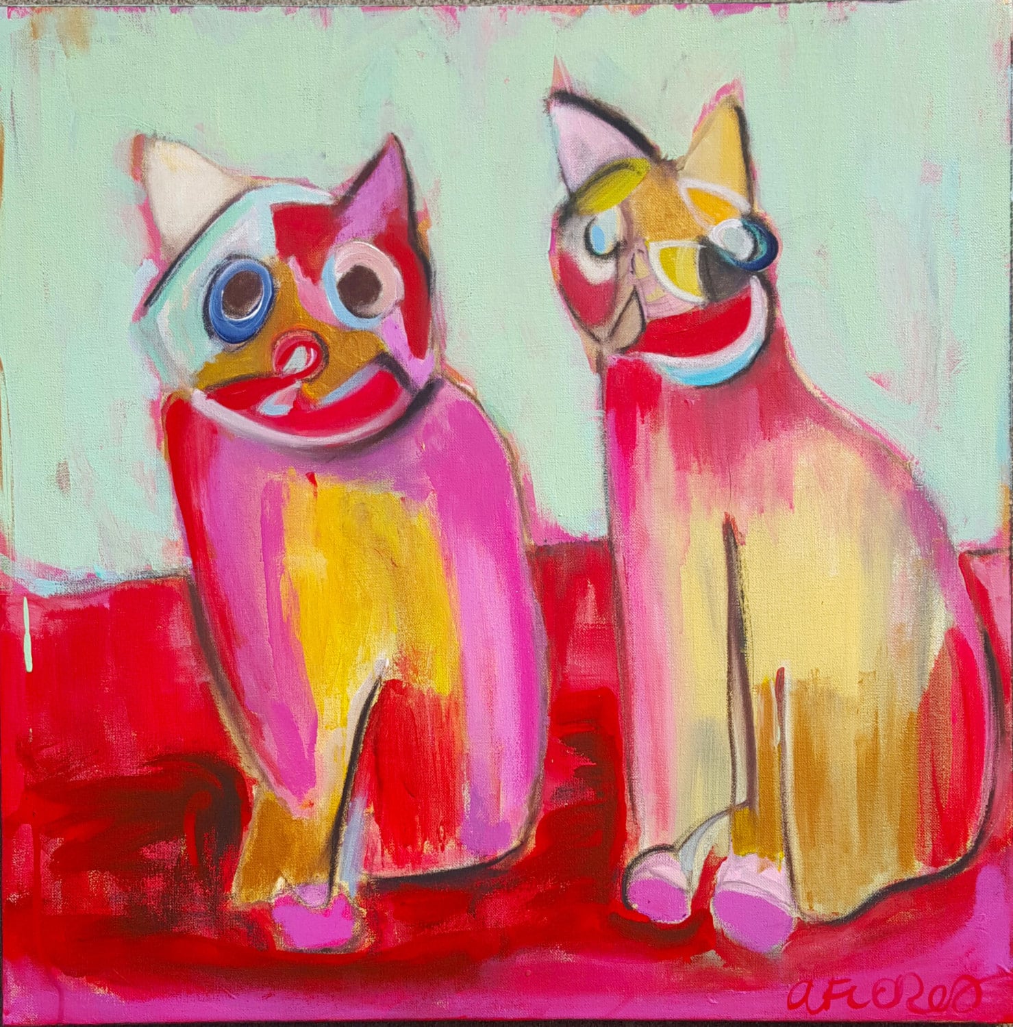 Animal Art Abstract Painting Cats Abstract Expressionism