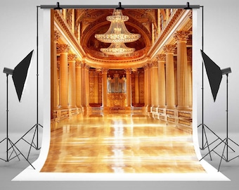 European Gorgeous Palace Building Photography Backdrops Indoor Photo Backgrounds for Wedding Studio Props