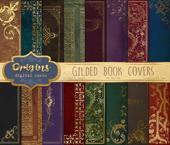 Gilded Book Covers Digital Paper gold ornamental decorative