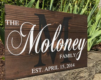 Family Initial Sign - Last Name Sign - Family Name Sign - Family Established Sign - Wooden Family Sign - Living Room Decor - Wedding Gifts