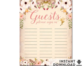 DIY Guest Sign-In Sheet Printable for a Wedding Bridal