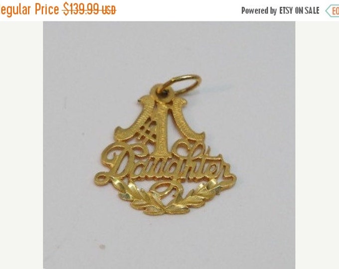 Storewide 25% Off SALE Beautiful Vintage 14k Yellow Gold #1 Daughter Charm Bracelet Charm Featuring Elegant Style Design