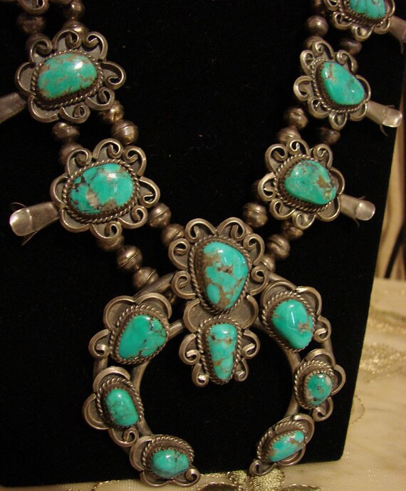 Navajo Turquoise Squash Blossom Necklace Authentic Native