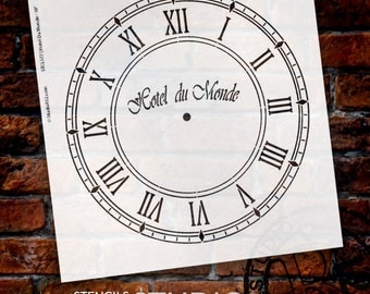 Hotel Du Monde Clock Stencil - Select Size - by StudioR12