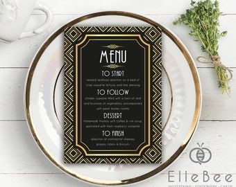 Art Deco Wedding Menu Cards // Art Deco Wedding Menu Cards // 1920s Wedding Menu Cards // Earl’s Court Collection // Elle Bee Design
