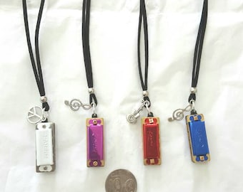 Harmonica charm necklace