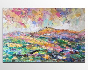 Abstract Art, Large Oil Painting, Abstract Mountain Landscape Painting, Large Wall Art, Canvas Art, Original Painting, Living Room Wall Art