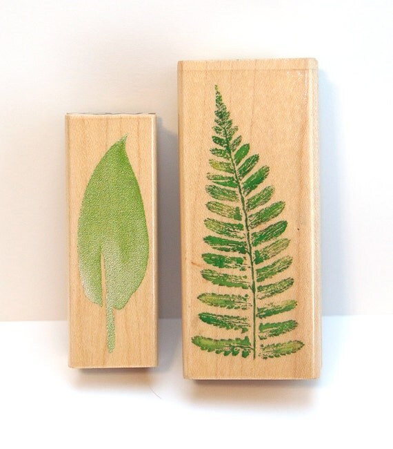 Set of two Leaf wood mount stamps