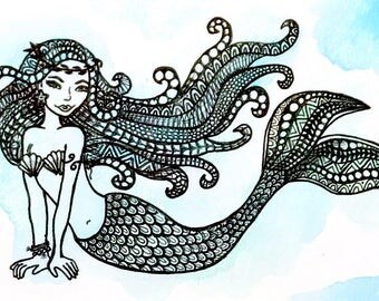 Download Zentangle mermaid | Etsy
