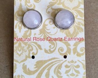 Light Pink Natural Rose Quartz Gemstone Earrings