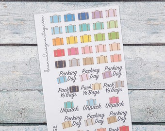 Suitcase Stickers, Travel Icons, Luggage and Baggage, Packing and Unpacking, Icon Planner Stickers