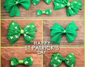 Ribbon Bow/headband/hair clip/kids/hair/accessory/baby/girls/saint paticks day/shamrock/green