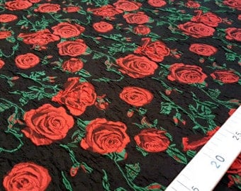 Black and red roses jacquard fabric #82x