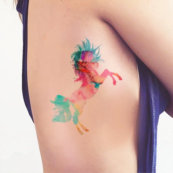 unicorn watercolor temporary tattoo unicorn watercolor temporary tattoo