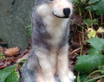 Made to order needle felted wolf. Timber wolf. Felted wolf. Wildlife sculpture. Needle felted animal. Wool wolf. Gift. Birthday gift.