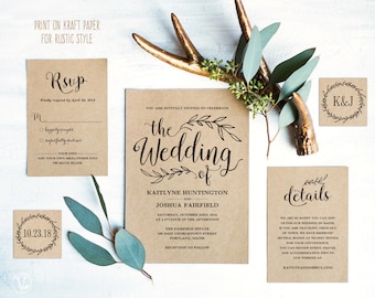 Vintage Wedding Invitation Suite Printable Template Rustic Cards DIY Vintage Wedding Invitation Suite Printable Template Rustic Cards DIY