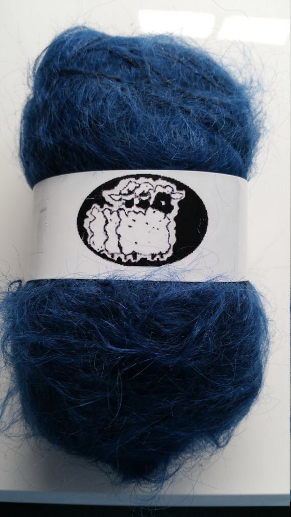 Designer Mohair Yarn 78 in Navy Blue. Double Knitting