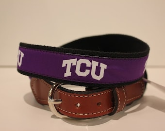 Texas Christian University TCU Men's Web Leather Belt