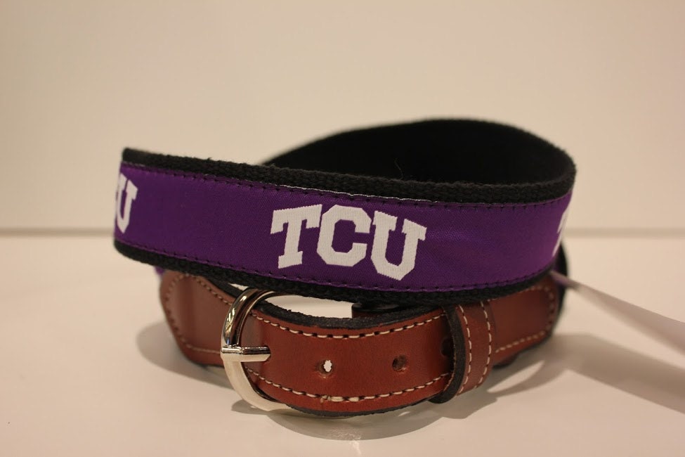 Texas Christian University TCU Men's Web Leather Belt