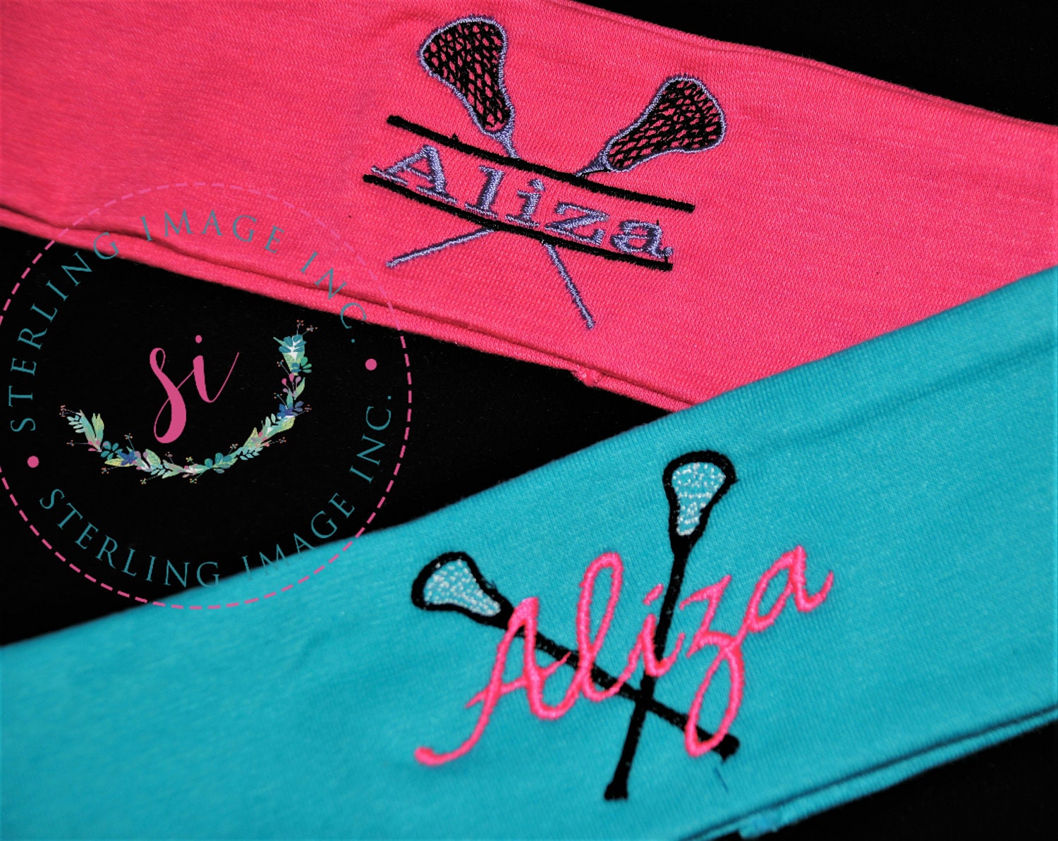 Lacrosse Embroidered Headband Lacrosse Monogrammed Headband