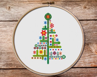 Christmas Ornaments, modern Christmas cross stitch, Christmas tree, Cross Stitch Pattern, funny cross stitch, Merry Christmas cross stitch