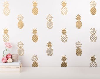 Pineapple Wall Decals - 24 Modern Vinyl Decals, Unique Gold Decor, Pineapple Decal, Wall Stickers, Cute Wall Decor for Gifts and More!