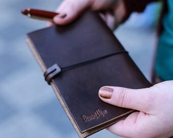 Leather notebook cover, leather journal, refillable journal, Field Notes case, moleskine, pocket notebook, leather cover, personalized gift