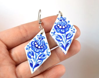 blue jewelry blue earrings wife gift for women birthday gift wedding gift bridal jewelry anniversary gifts pretty earrings white earrings