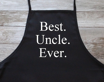 Best Uncle Ever Apron w/Pockets, Embroidered (White Times New Roman Font) ***Ready to Ship in 1 Day!
