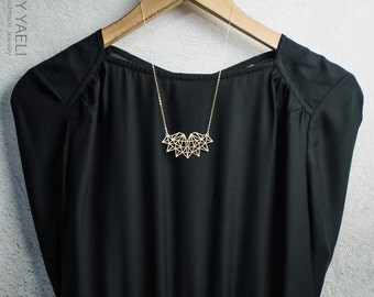 Geometric necklace, heart necklace, triangle necklace, triangular pendant, everyday necklace, gift under 50, unique necklace, gift for her.