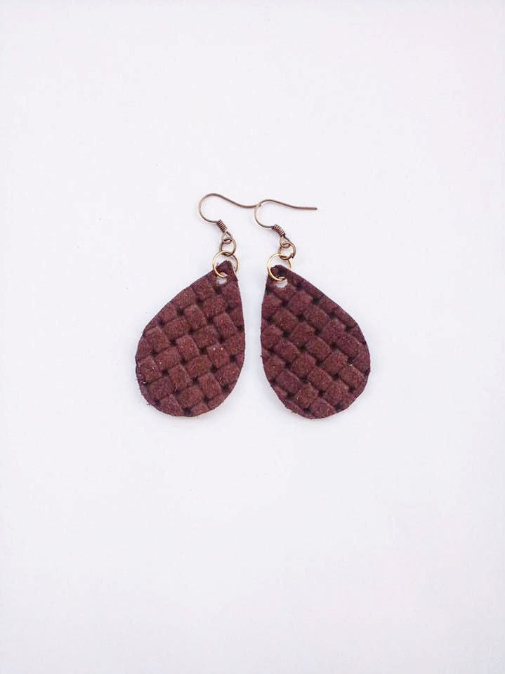 Brown Leather Teardrop earrings