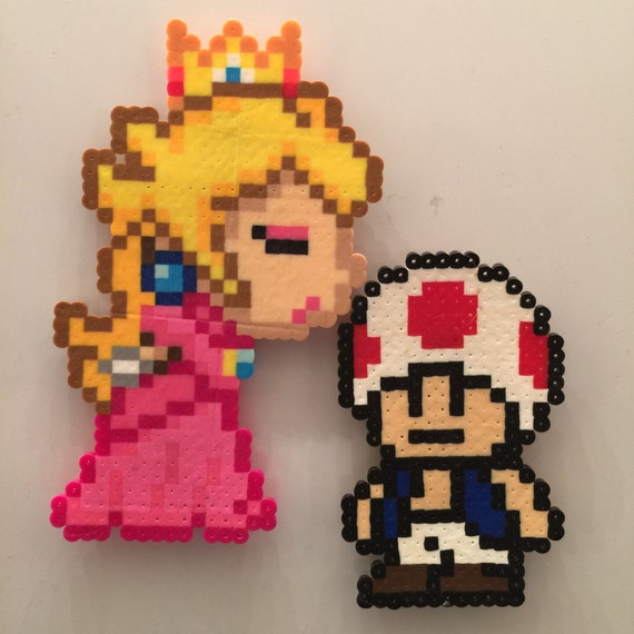 Items similar to Princess Peach and Toad Perler Magnets on Etsy