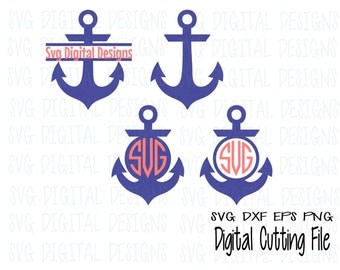 Anchor Svg Set Anchor Monogram Svg Clipart - Nautical Split Monogram Svg Cut files Svg Dxf Eps Pdf Png Anchor files for Silhouette Cricut