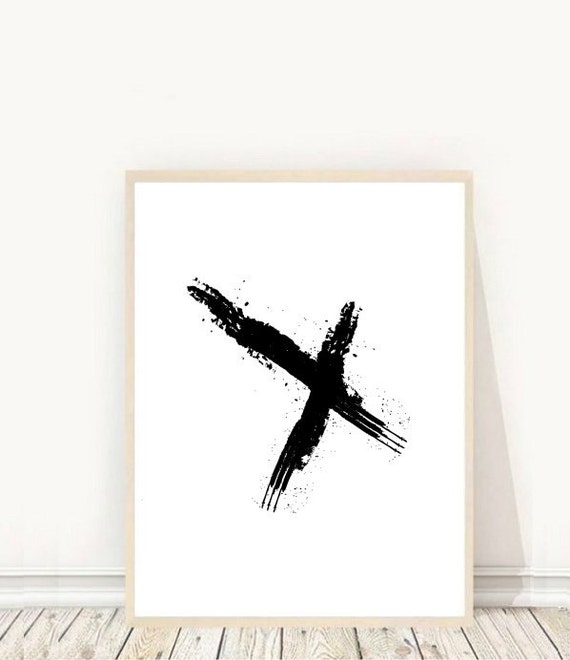 Abstract Print Black Cross Print Printable Art Watercolor