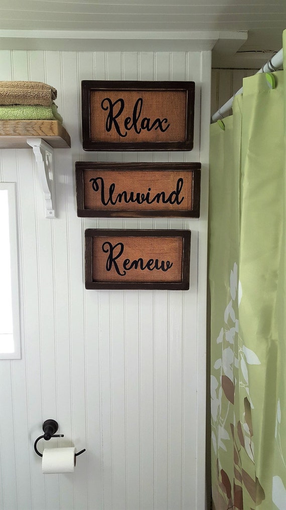 Relax Unwind Renew Bathroom Sign Set Shelf Sitter Or Wall relax-unwind-renew-bathroom-sign-set-shelf-sitter-or-wall