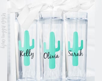 12 Cups, personalized cups, bridal shower gift, wedding gift, wedding cups, bridesmaids gift, Bachelorette gift, cactus cup, cactus