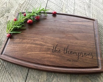 Custom Cutting Board, Personalized Cutting Board, Engraved Cutting Board, Christmas Gift, Wedding Gift, Walnut, Maple