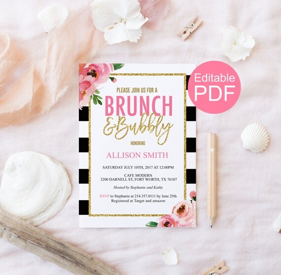 Brunch and Bubbly Invitation Template Kate Bridal Shower