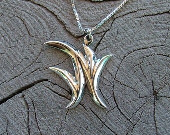 Sterling Silver Vintage Free Form Pendant With Sterling Silver Italian Box Chain