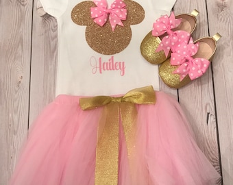 First birthday outfit girl, second birthday girl outfit, Minnie Mouse birthday outfit, first birthday mickey mouse, baby girl clothing
