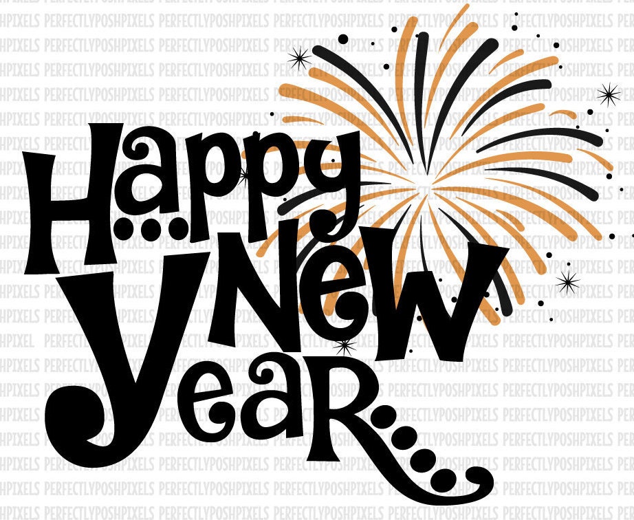 Happy New Year SVG DXF EPS Silhouette Designer Edition Circuit