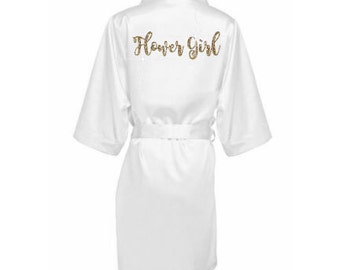 Silk Flower Girl Robe - Flower Girl Robe - Satin Flower Girl Robe - Flower Girl wedding Gift - Silk Robe - Personalized Satin Robe