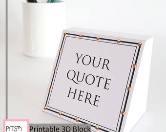 1st Anniversary Gift Printable Custom Quote Block Minimalist DIY 3D Motivational Papercraft Personalized Gift Desk Accessory Cubicle Decor