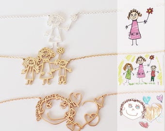 Your Childs Art Necklace - Kids Drawing Jewelry - Custom Children Artwork Necklace - Kid Art Gift - Personalized Child Art - Mom Gift - HN01