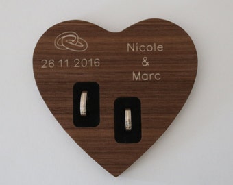 ring pillow wood, ring cushion wood, ring box wood, personalized ring pillow, Ring pillow with name and date, ring box
