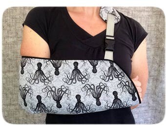 Octopus Damask Grey Black Arm Sling - Adult arm sling - Child arm sling - all sizes
