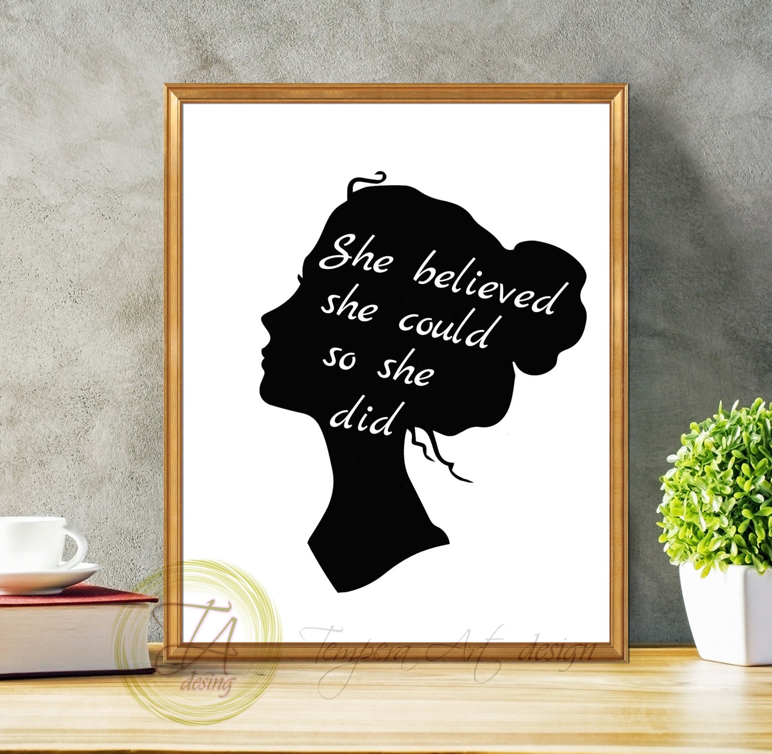 she believed she could so she did silhouette art black and