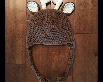 Deer hat, Crochet deer hat, Baby winter hat, Baby deer hat, Toddler deer hat, Doe hat, Knit deer hat, Woodland hats, Buck hat, Buck deer hat
